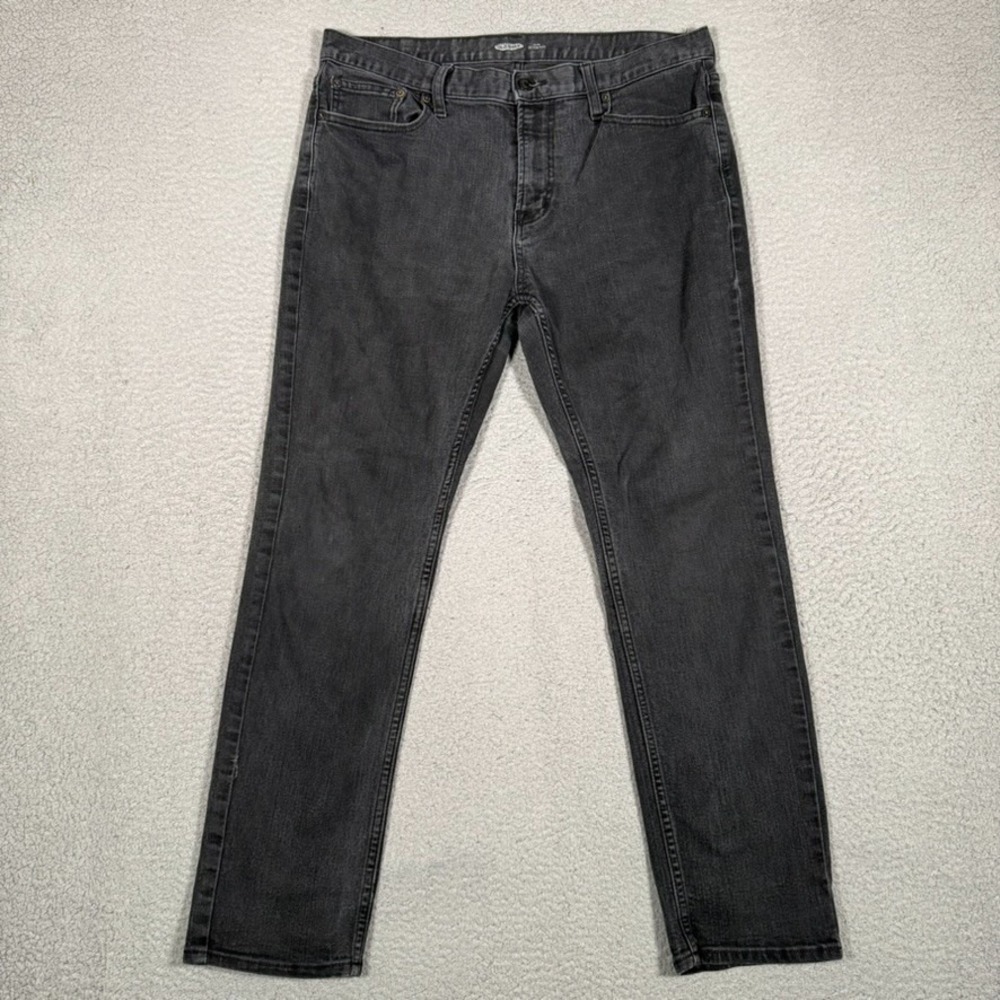 Old Navy Jeans Mens 34x28 Black Slim Straight Denim Casual Preppy 5 Pocket Logo